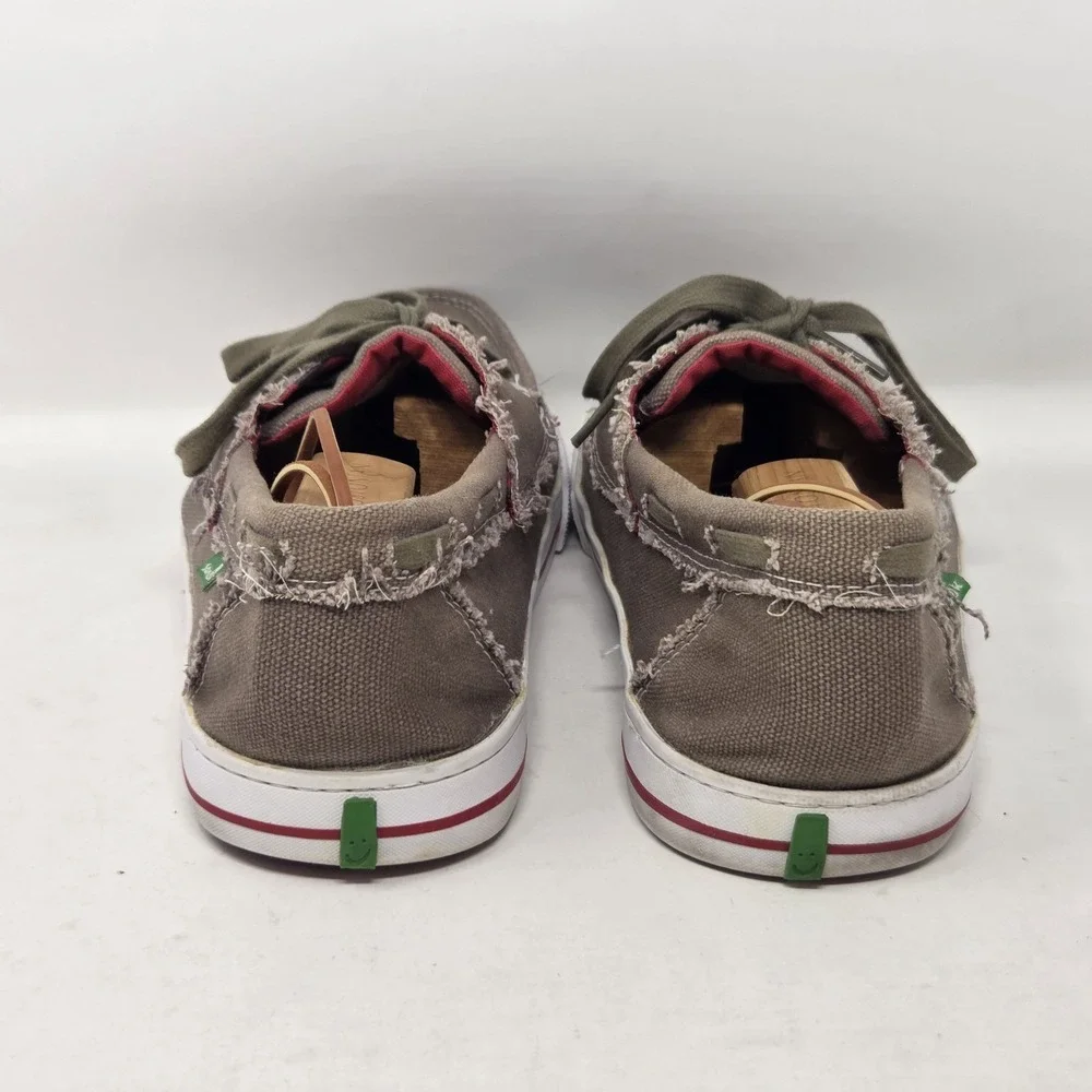 Sanuk Tan‎ Lace Up Boat Canvas Shoes Men's Size 8 Slip On Shoes Loafers
